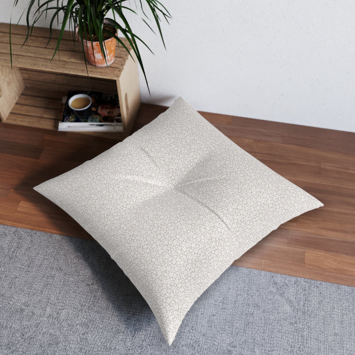 2 Corinthians 4:8-9 - Taupe - Square Tufted Floor Pillow