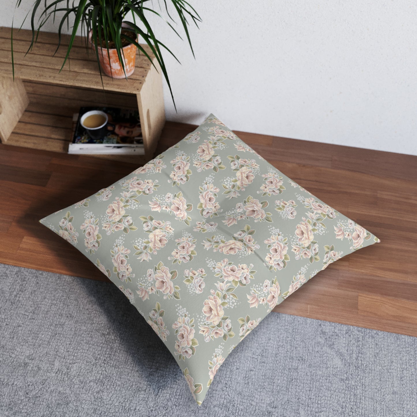 1 Corinthians 13:4-7 - Square Tufted Floor Pillow