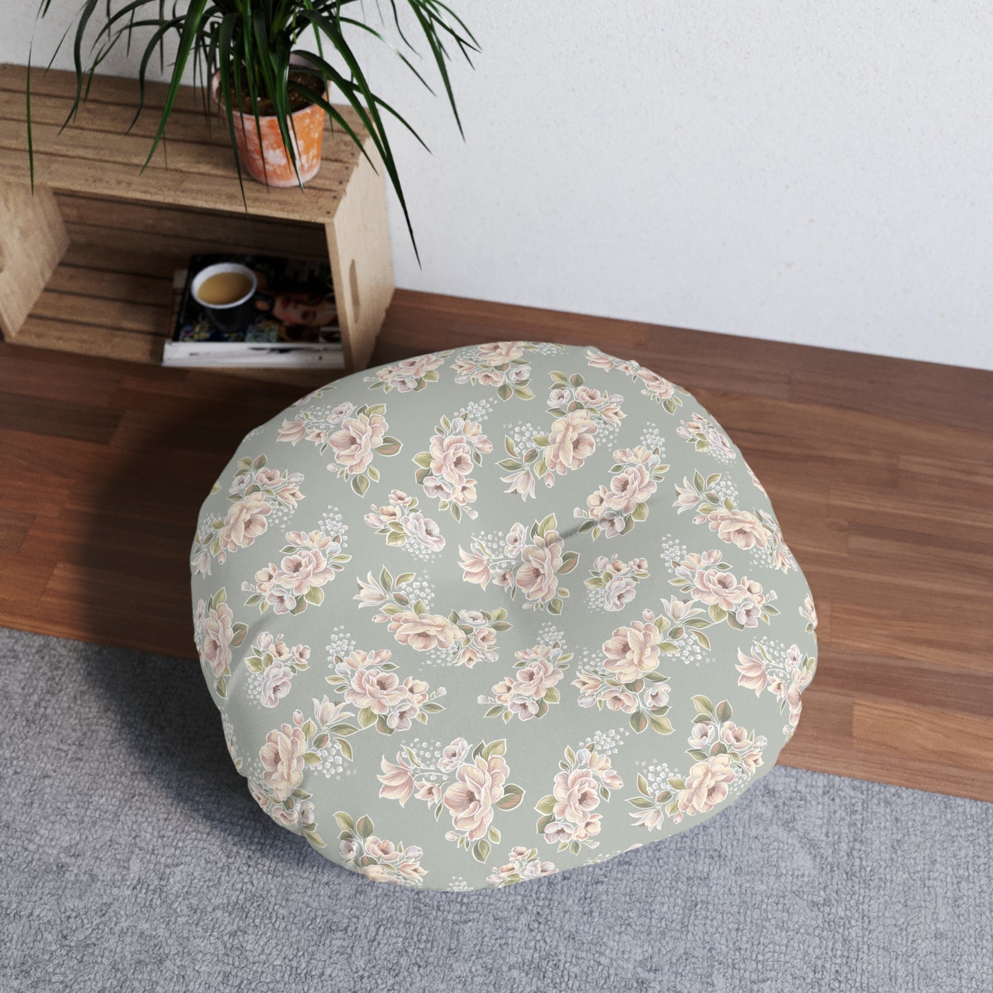 1 Corinthians 13:4-7 - Round Tufted Floor Pillow