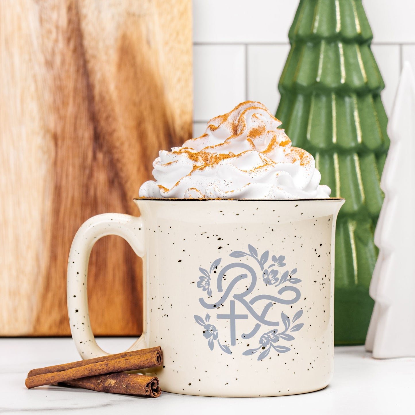 2 Corinthians 4:8-9 - Ceramic Camp Mug Speckled Cream 13oz