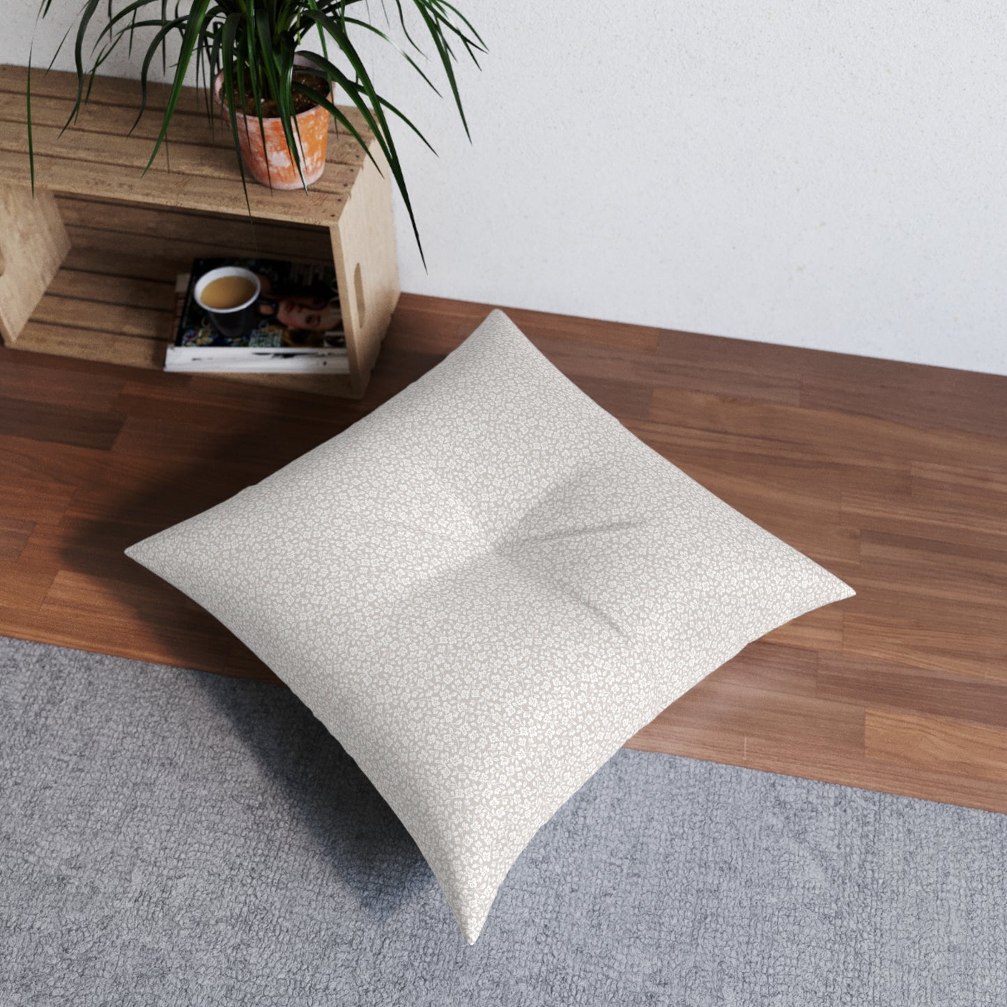 2 Corinthians 4:8-9 - Taupe - Square Tufted Floor Pillow