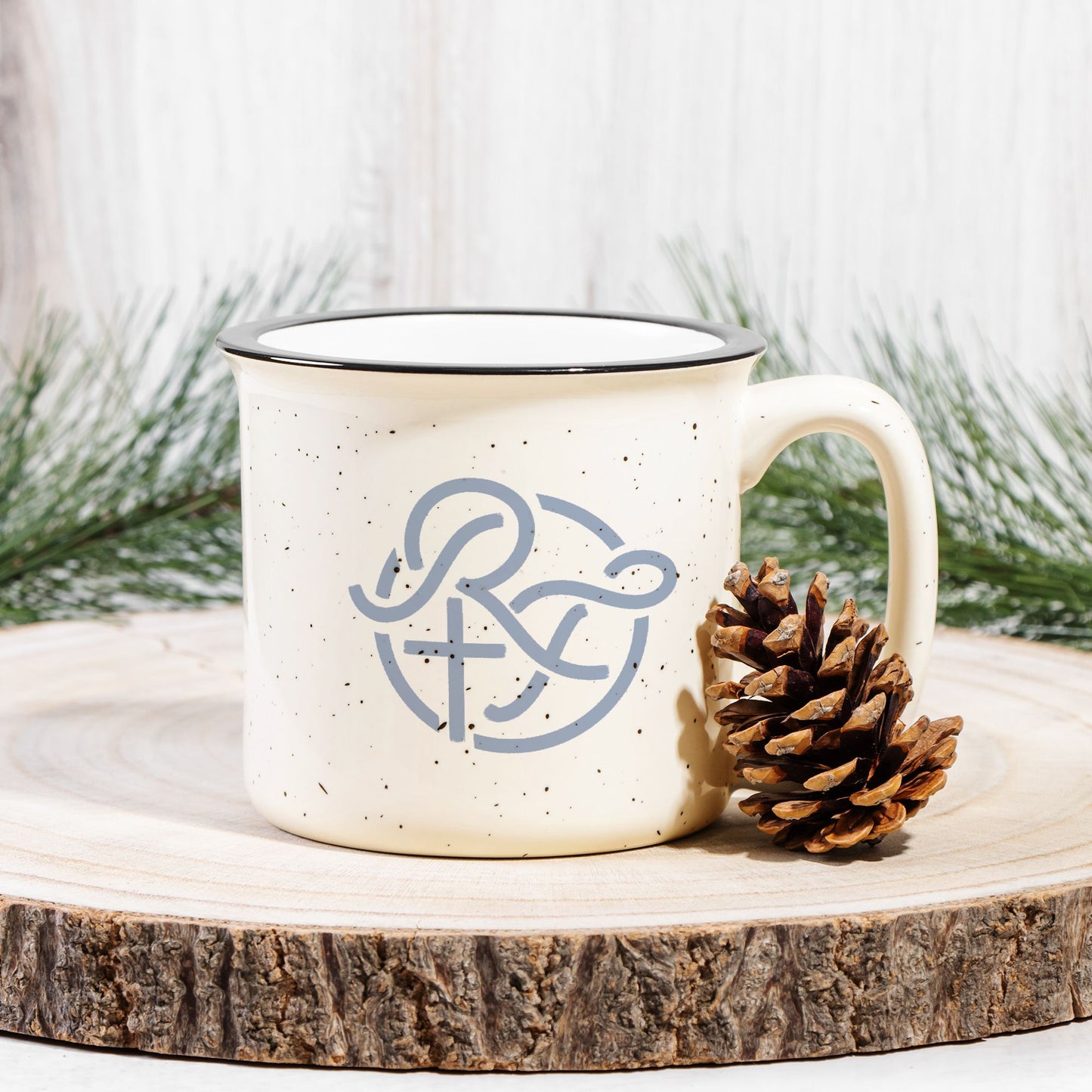 2 Corinthians 4:8-9 - Ceramic Camp Mug Speckled Cream 13oz