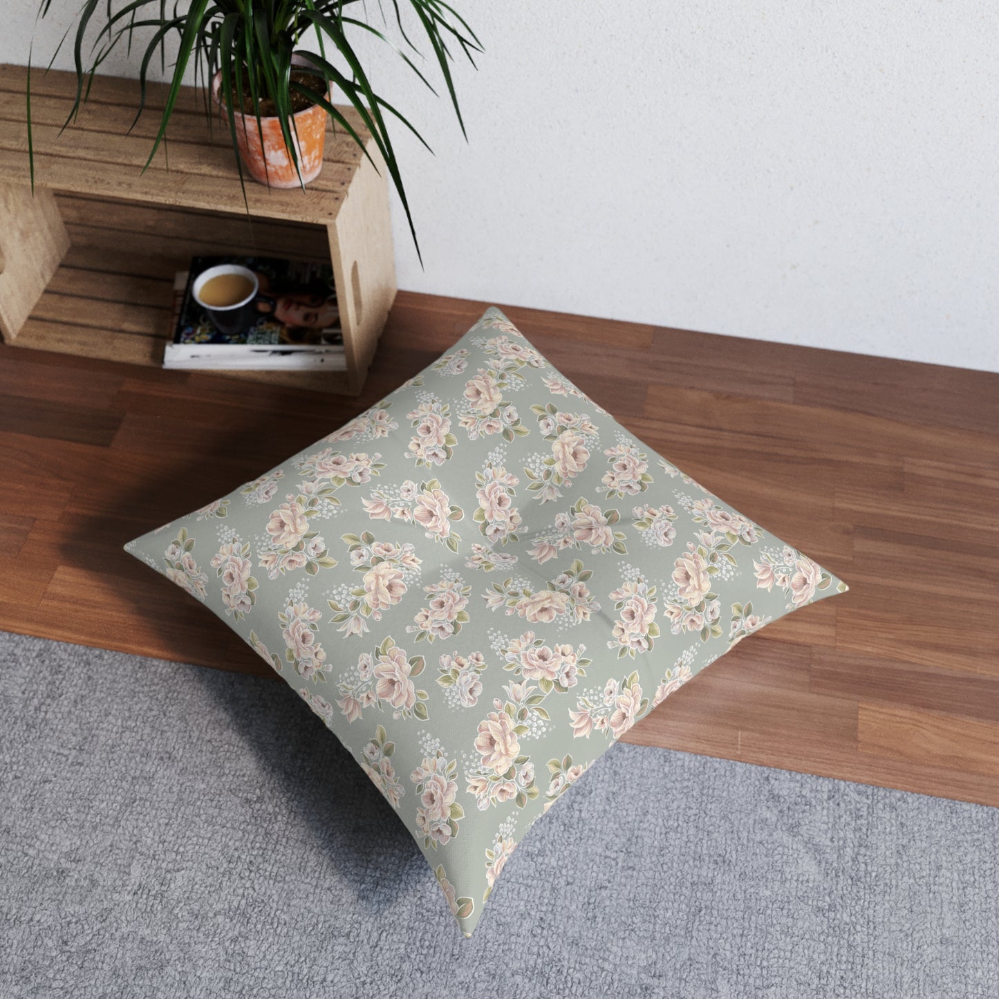 1 Corinthians 13:4-7 - Square Tufted Floor Pillow