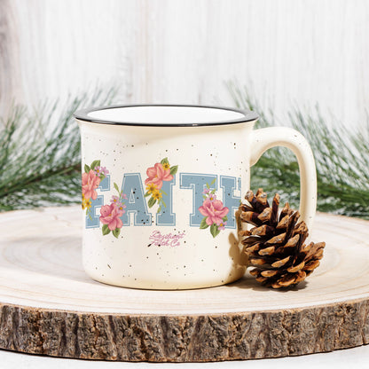 Hebrews 11:1- Ceramic Camp Mug Speckled Cream 13oz